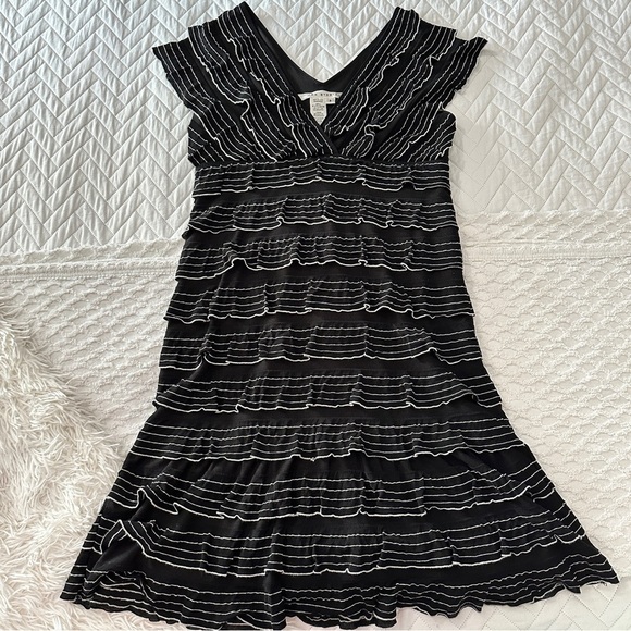 Max Studio Black White Ruffle Mini Dress Small Indie Sleaze Monochrome - Picture 10 of 16